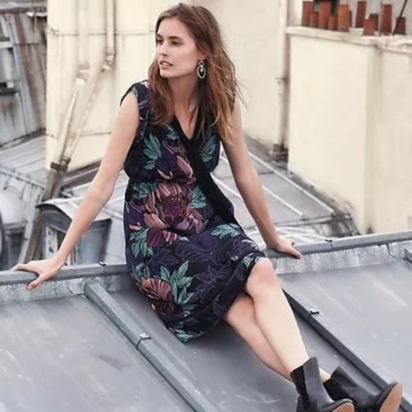 Anthropologie Maeve Floral Bretin tie neck Dress - Picture 3 of 6